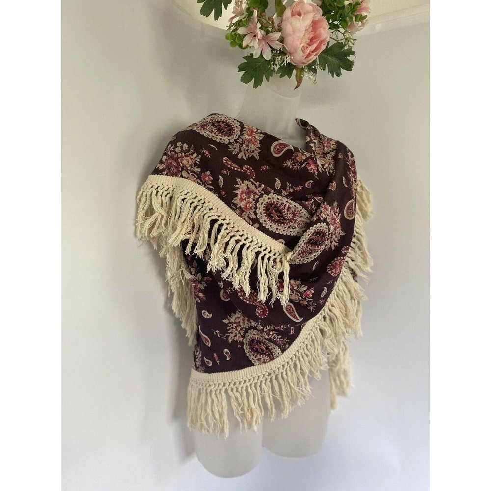 VTG Boho Oversized 38" X 26" Shawl Scarf Wrap - Picture 6 of 12